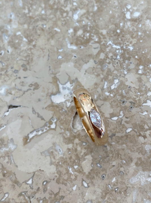 Bague Pneu Navette Dorée - Joia Bijou