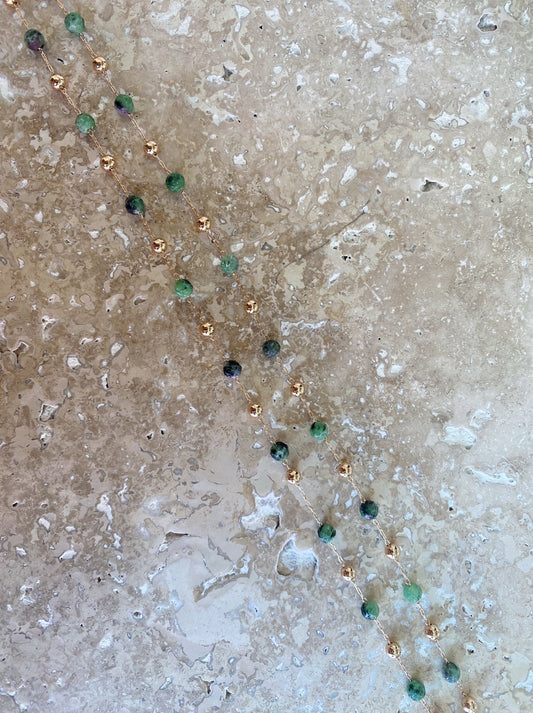 Collier Bulles Vertes - Rubis Zoisite - Joia Bijou