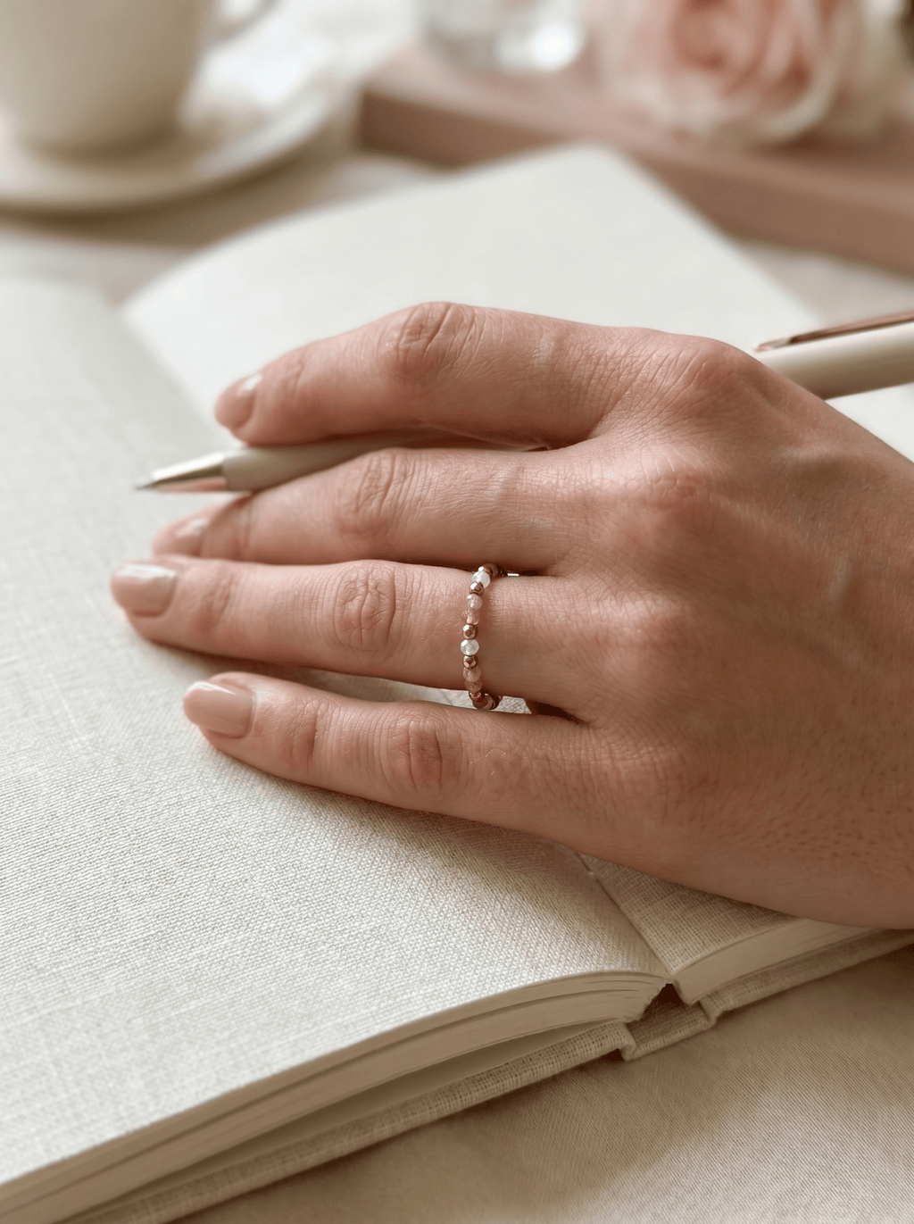 Bague Blush – Tourmaline rose et Pierre de Lune - Joia Bijou