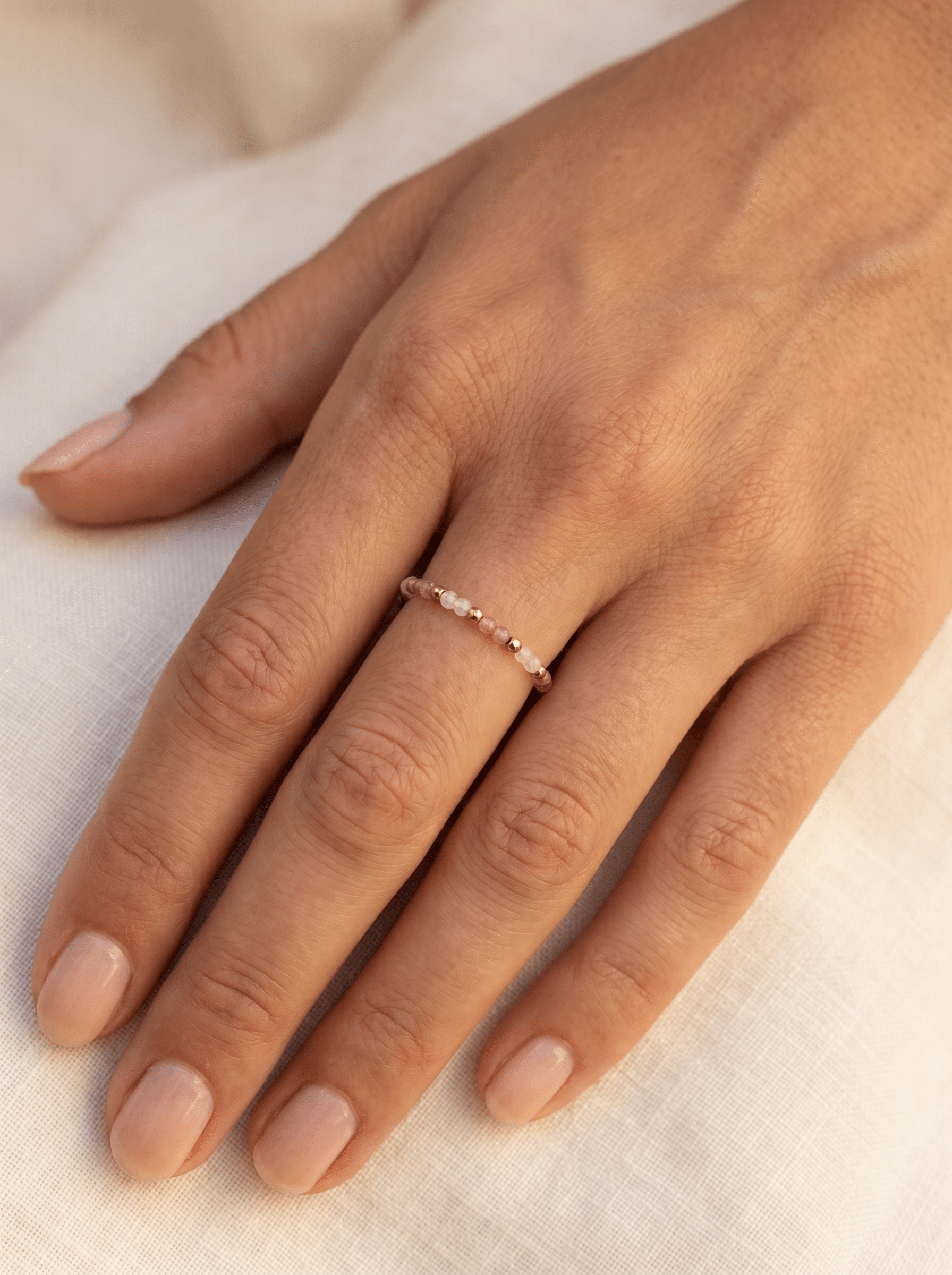 Bague Blush – Tourmaline rose et Pierre de Lune - Joia Bijou