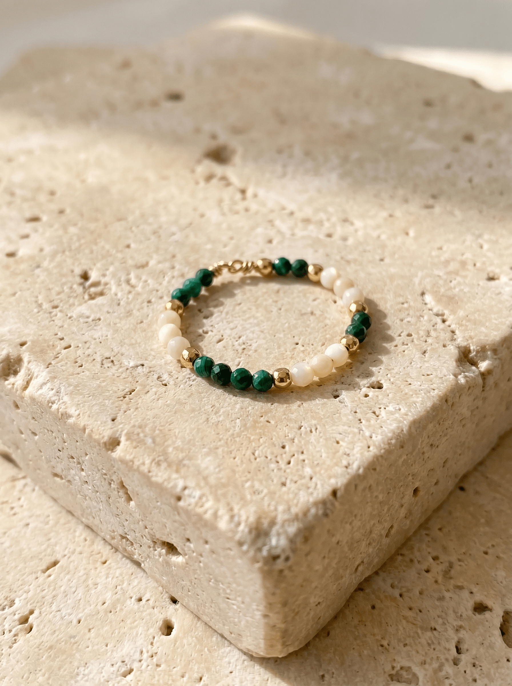 Bague Lucky - Malachite & Nacre - Joia Bijou