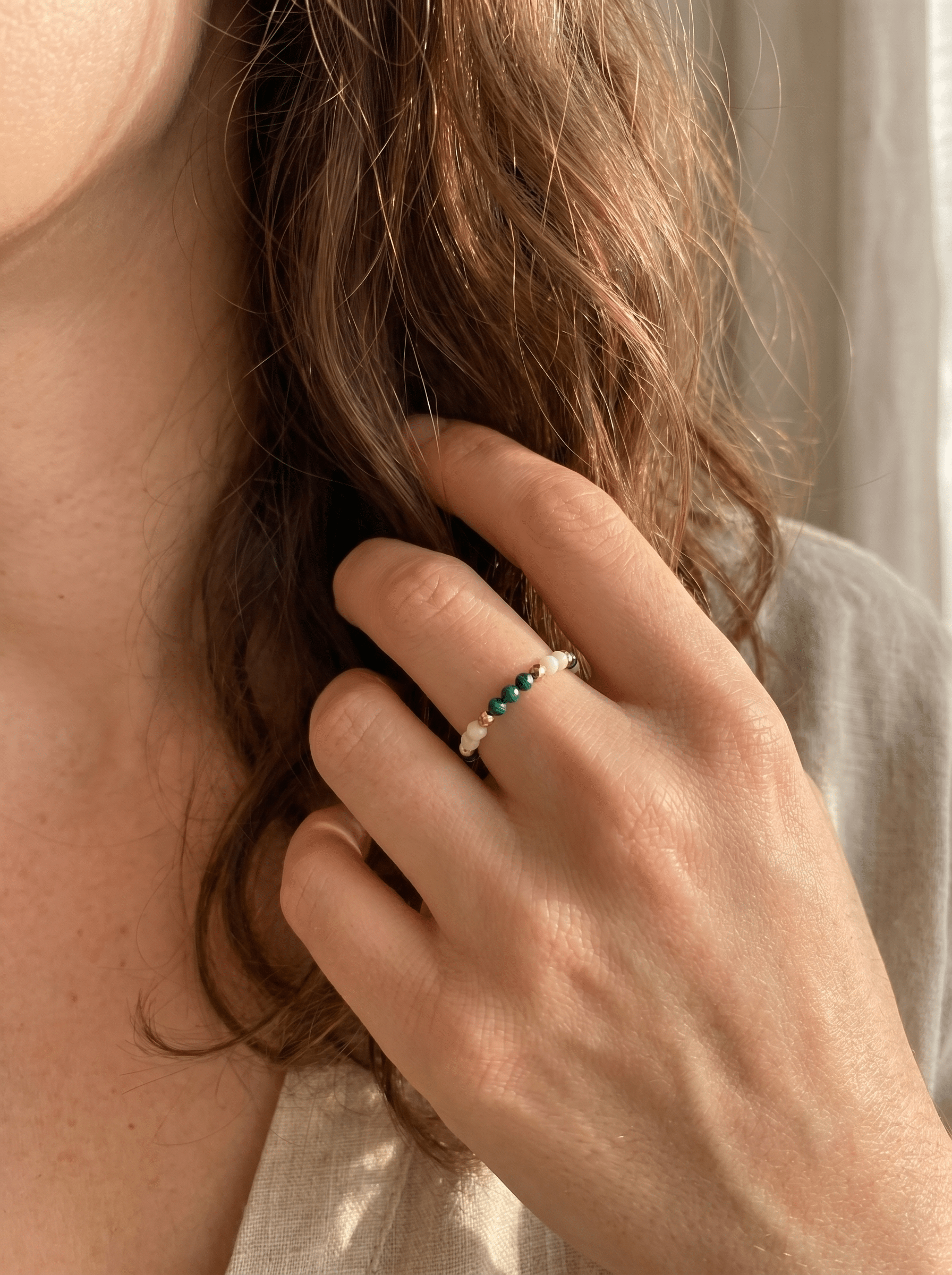 Bague Lucky - Malachite & Nacre - Joia Bijou