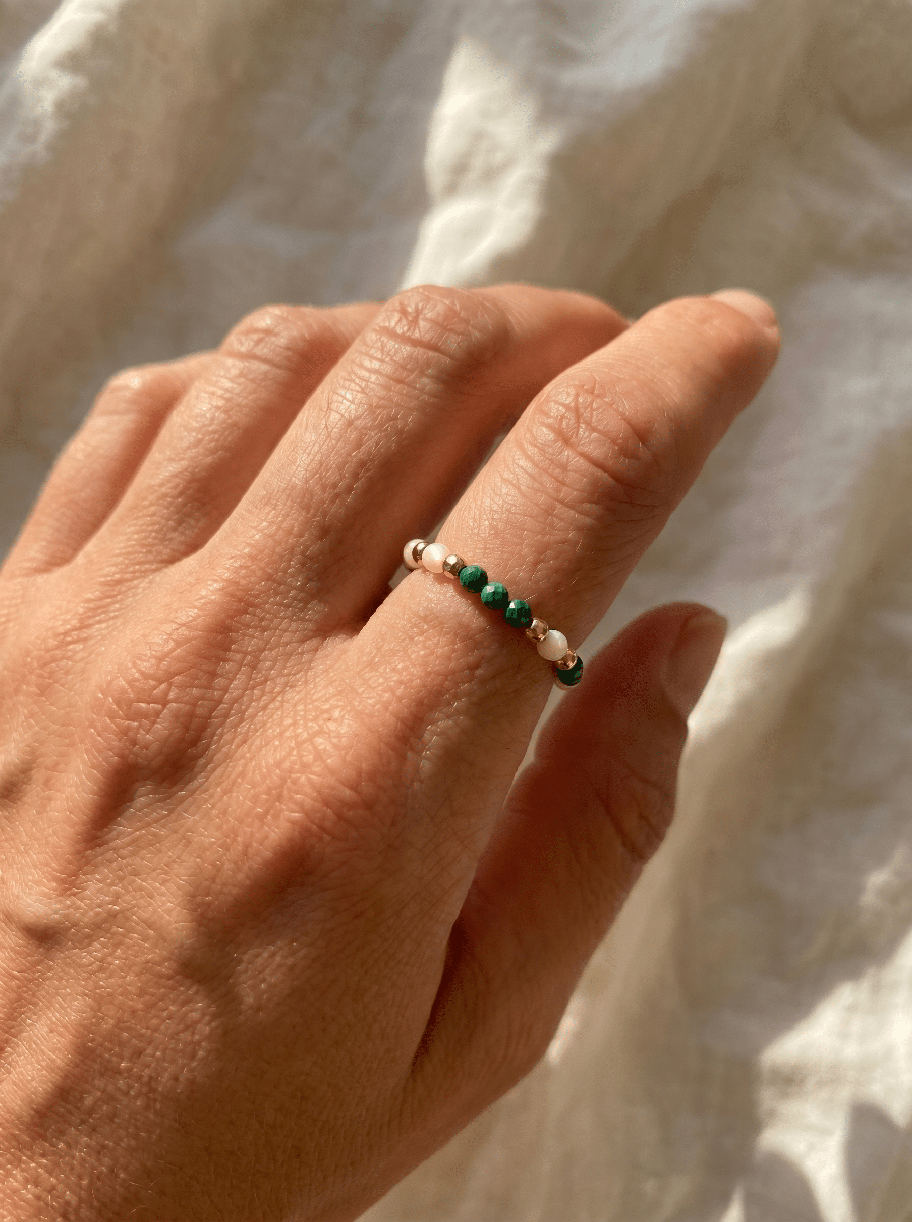 Bague Lucky - Malachite & Nacre - Joia Bijou