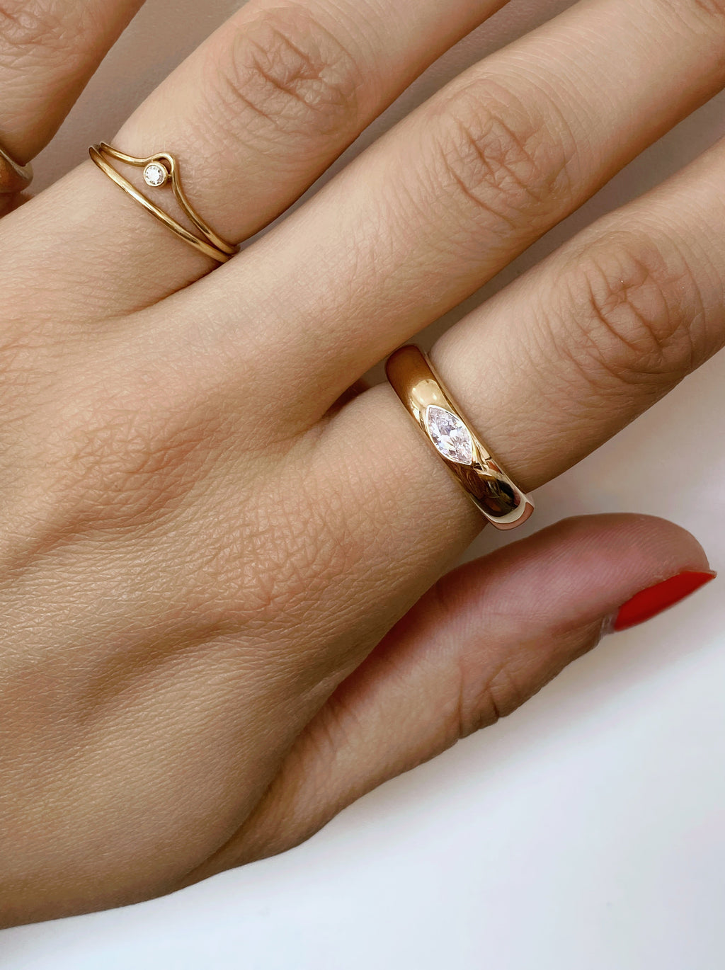 Bague Pneu Navette Dorée - Joia Bijou