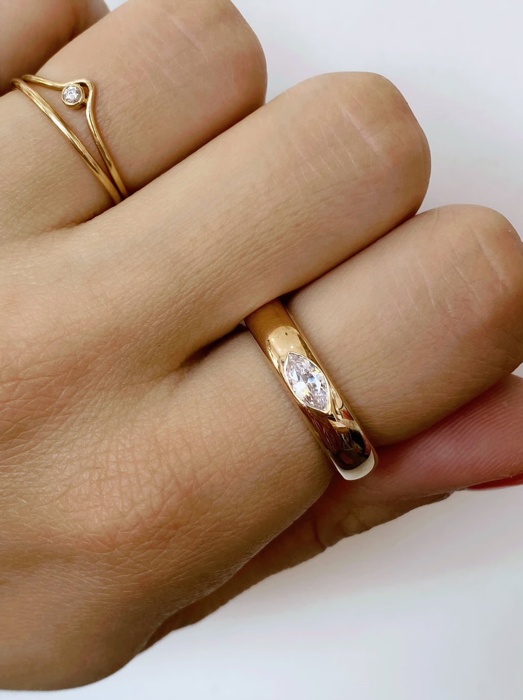 Bague Pneu Navette Dorée - Joia Bijou