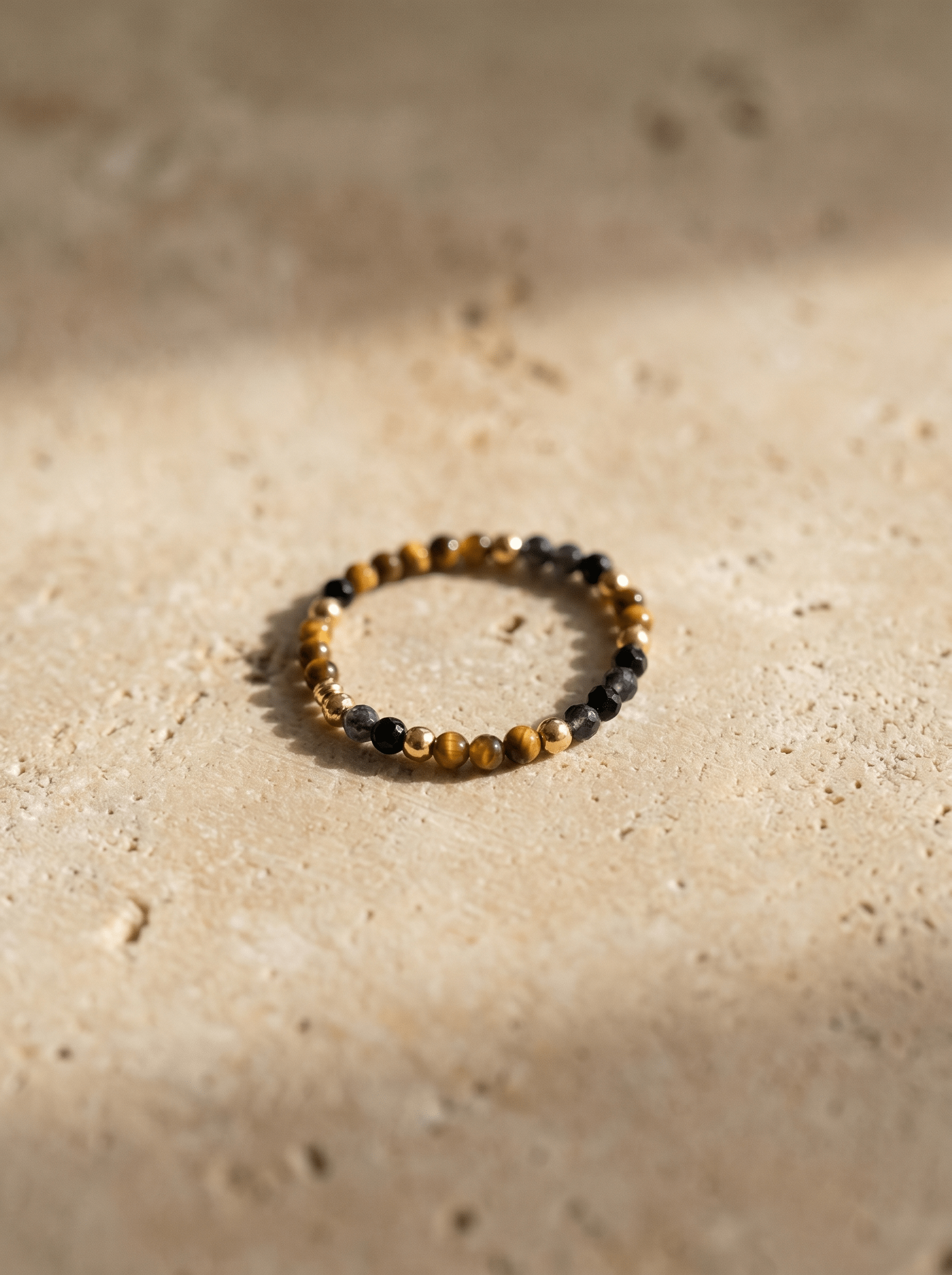 Bague Strength - Oeil de Tigre & Obsidienne - Joia Bijou