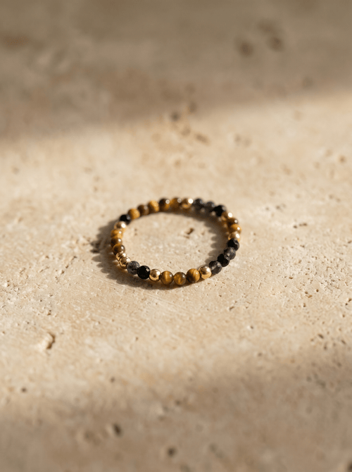 Bague Strength - Oeil de Tigre & Obsidienne - Joia Bijou