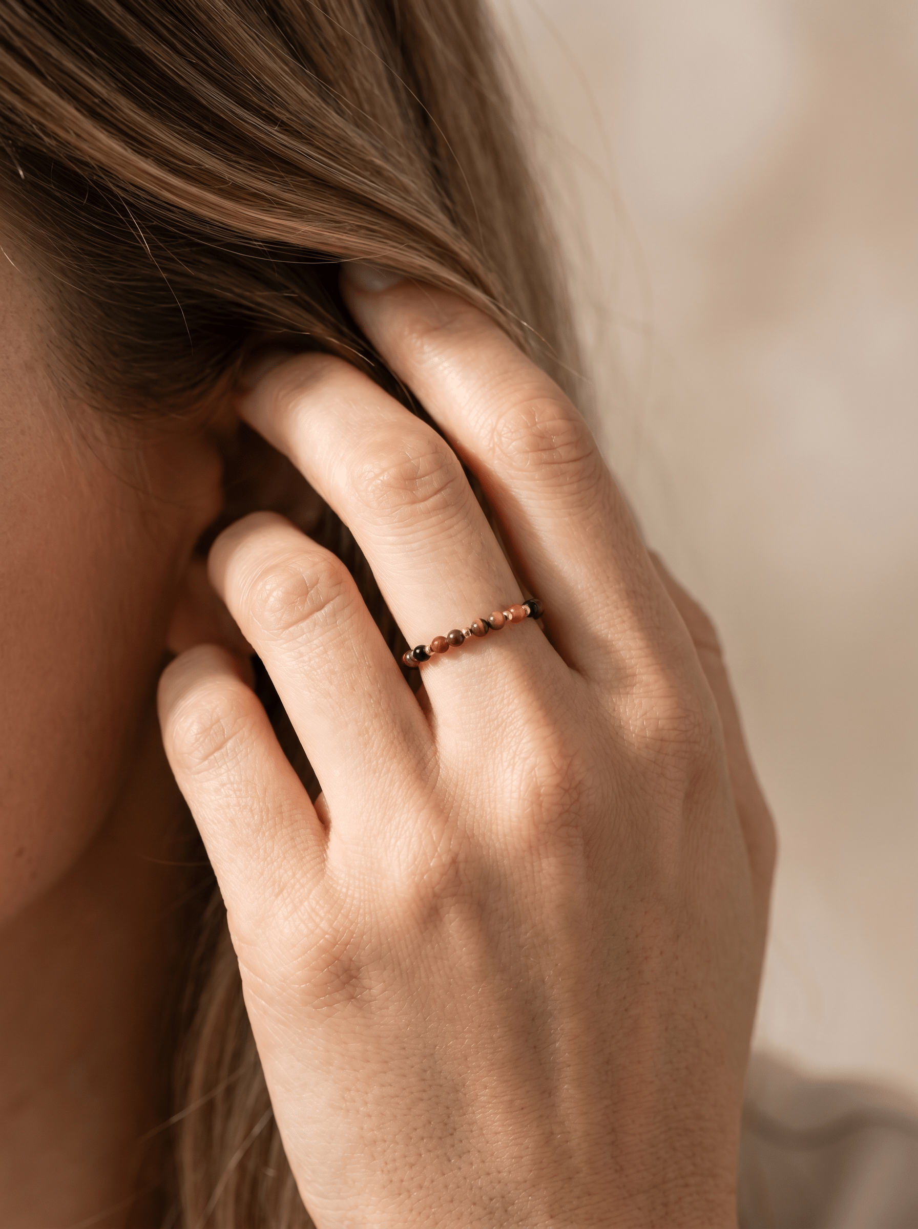 Bague Vitality - Obsidienne, Oeil de Tigre, Cornaline, Grenat & Jaspe Rouge - Joia Bijou