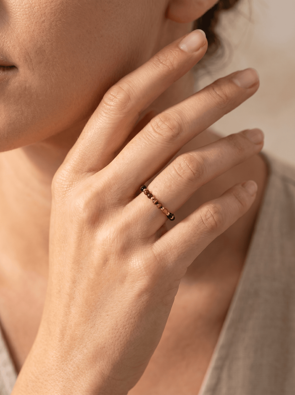 Bague Vitality - Obsidienne, Oeil de Tigre, Cornaline, Grenat & Jaspe Rouge - Joia Bijou