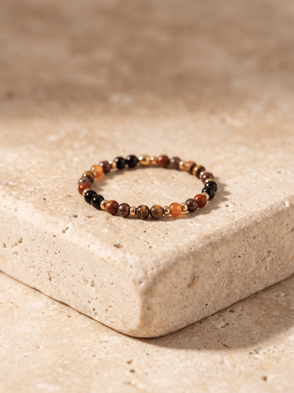 Bague Vitality - Obsidienne, Oeil de Tigre, Cornaline, Grenat & Jaspe Rouge - Joia Bijou