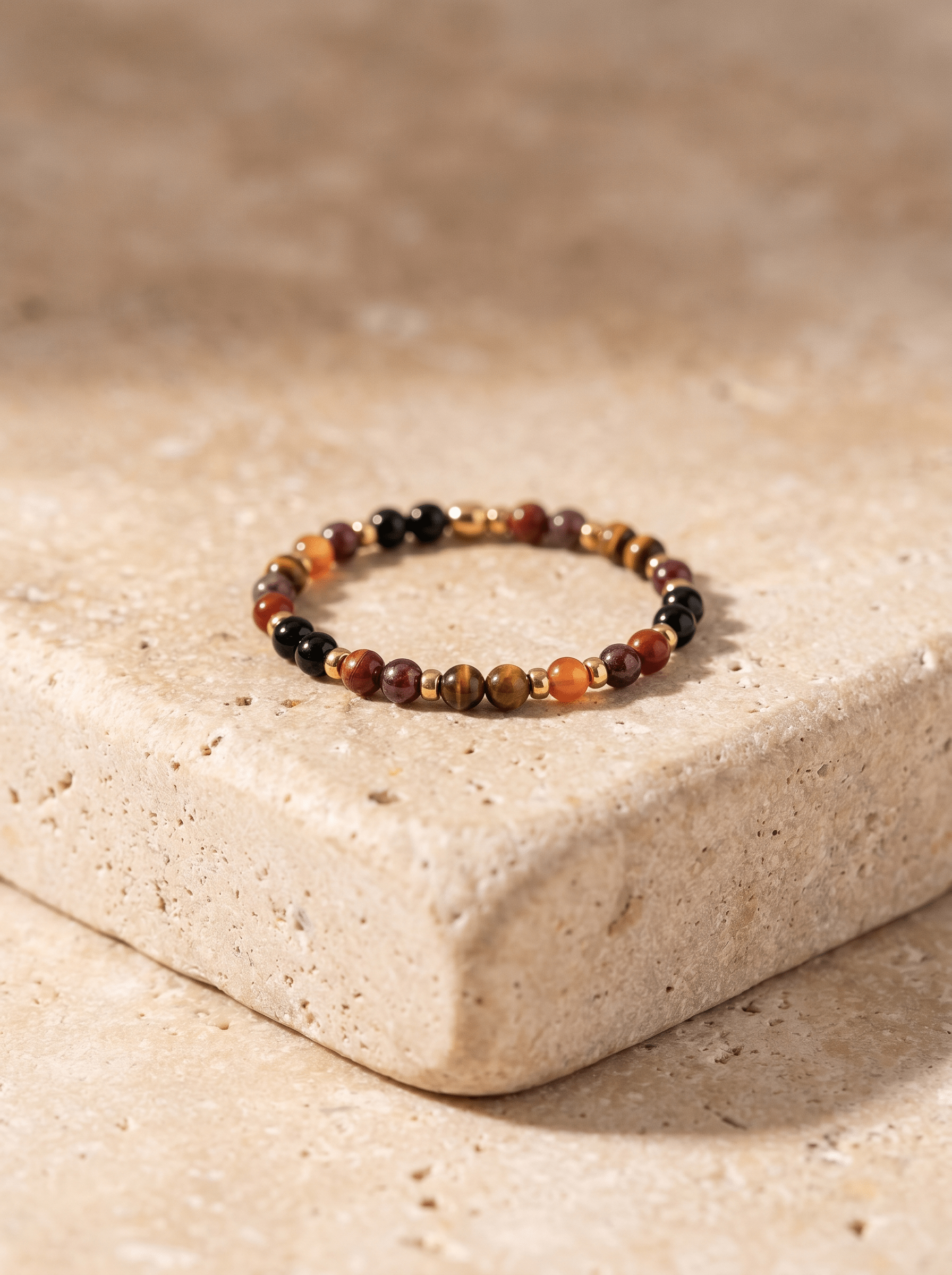 Bague Vitality - Obsidienne, Oeil de Tigre, Cornaline, Grenat & Jaspe Rouge - Joia Bijou