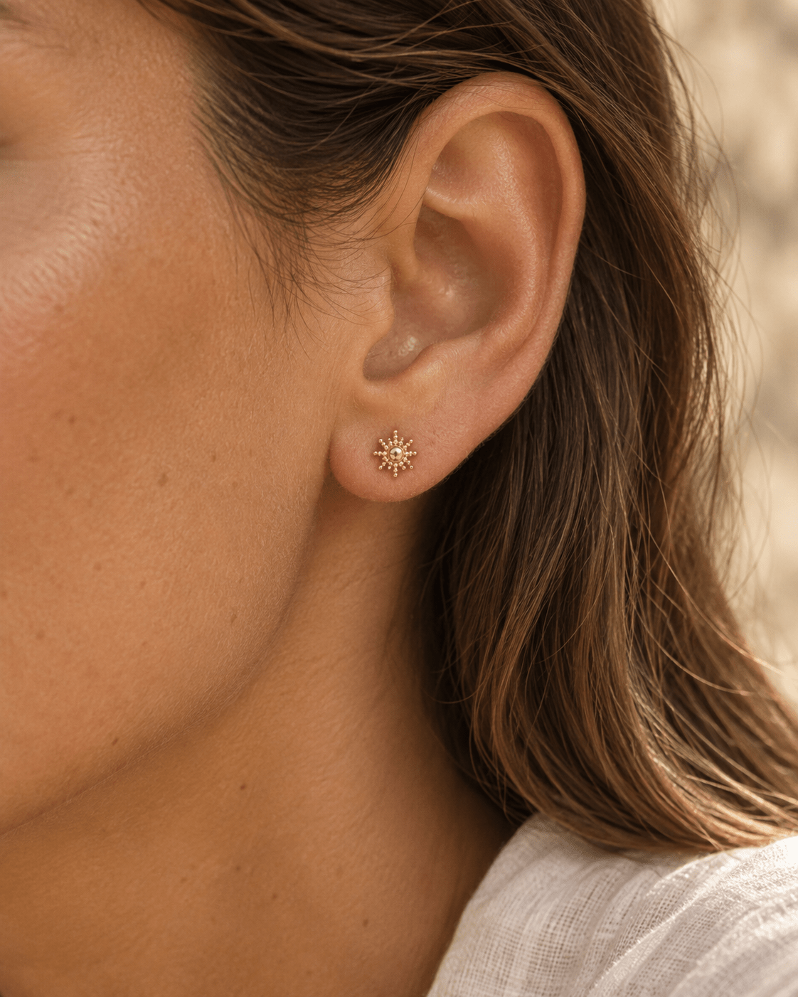 Boucle d’oreille Puce Soleil – Plaqué Or 750/000 - Joia Bijou