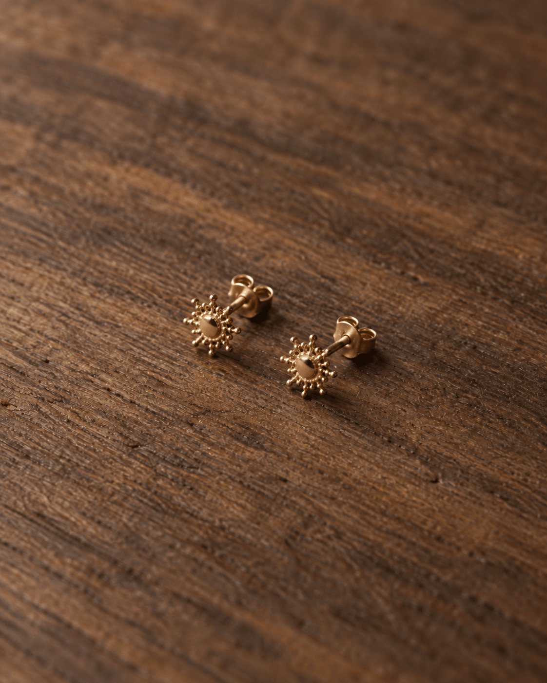 Boucle d’oreille Puce Soleil – Plaqué Or 750/000 - Joia Bijou