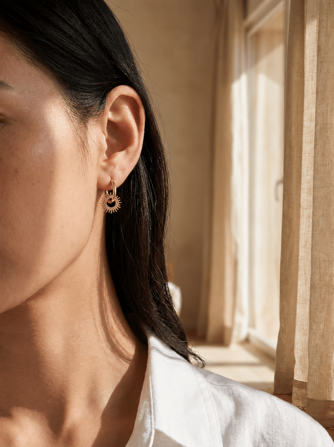 Boucles d’oreilles soleil India – Plaqué Or 750/000 - Joia Bijou