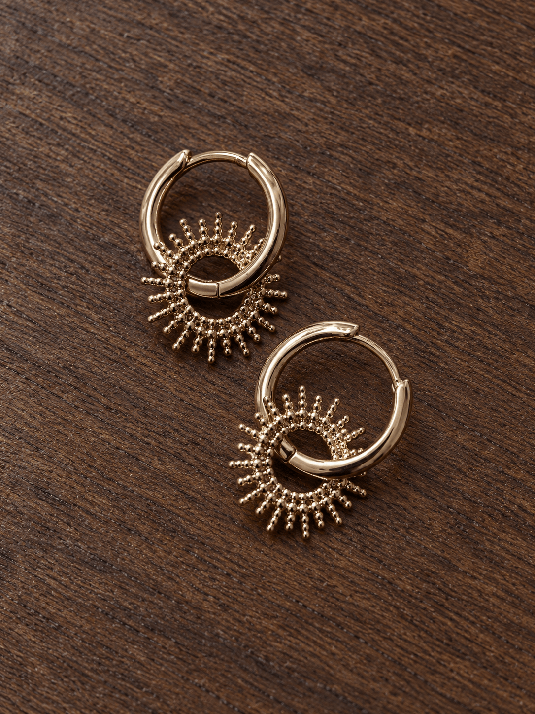 Boucles d’oreilles soleil India – Plaqué Or 750/000 - Joia Bijou