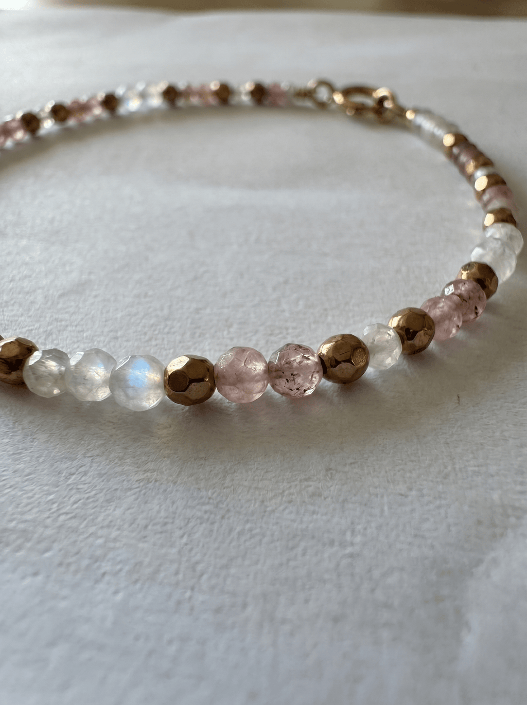Bracelet Blush – Tourmaline rose & Pierre de Lune - Joia Bijou