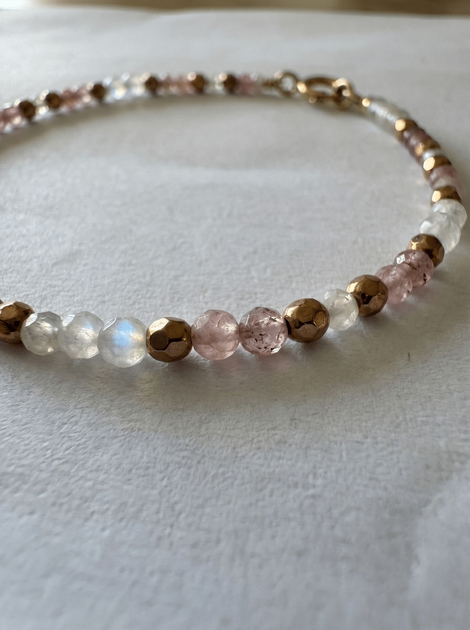 Bracelet Blush – Tourmaline rose & Pierre de Lune - Joia Bijou