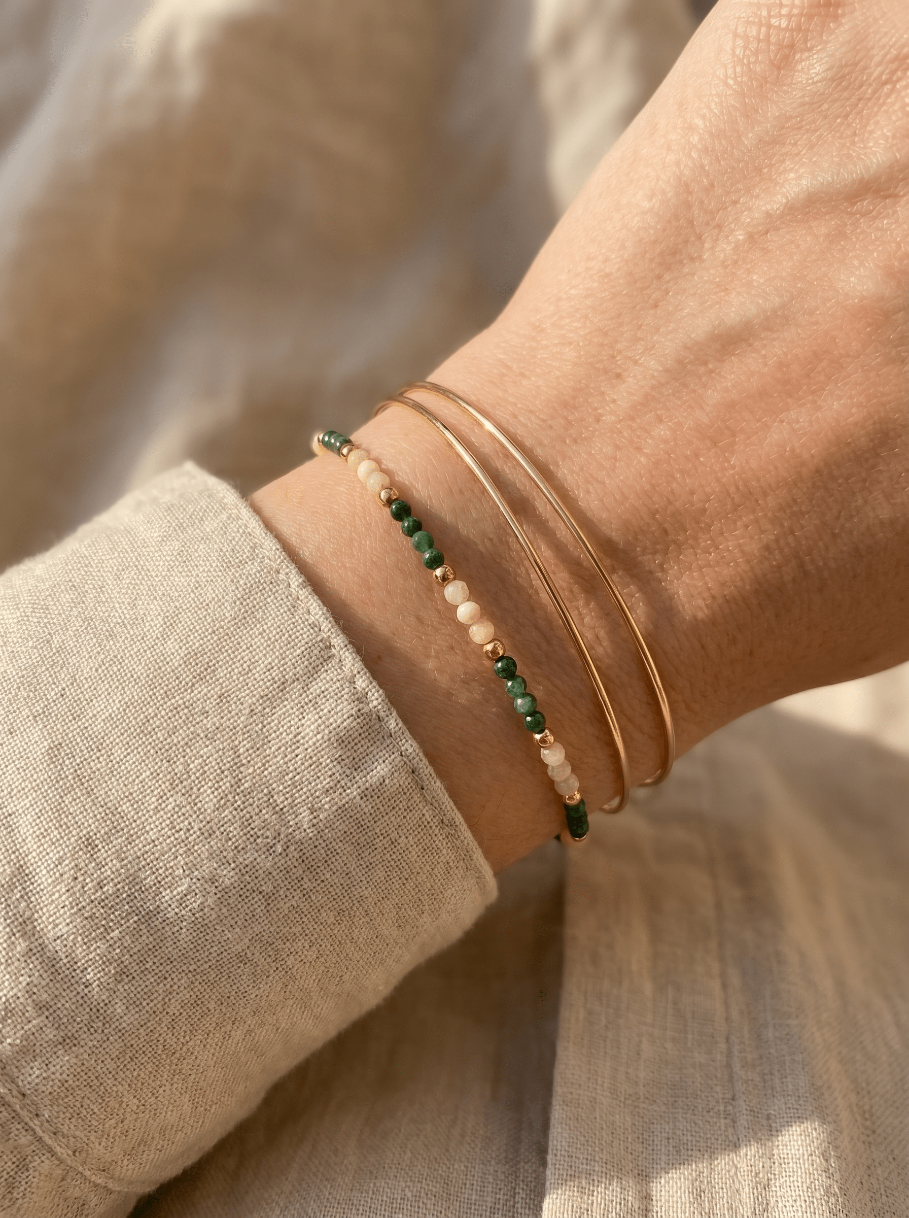 Bracelet Lucky - Malachite & nacre - Joia Bijou