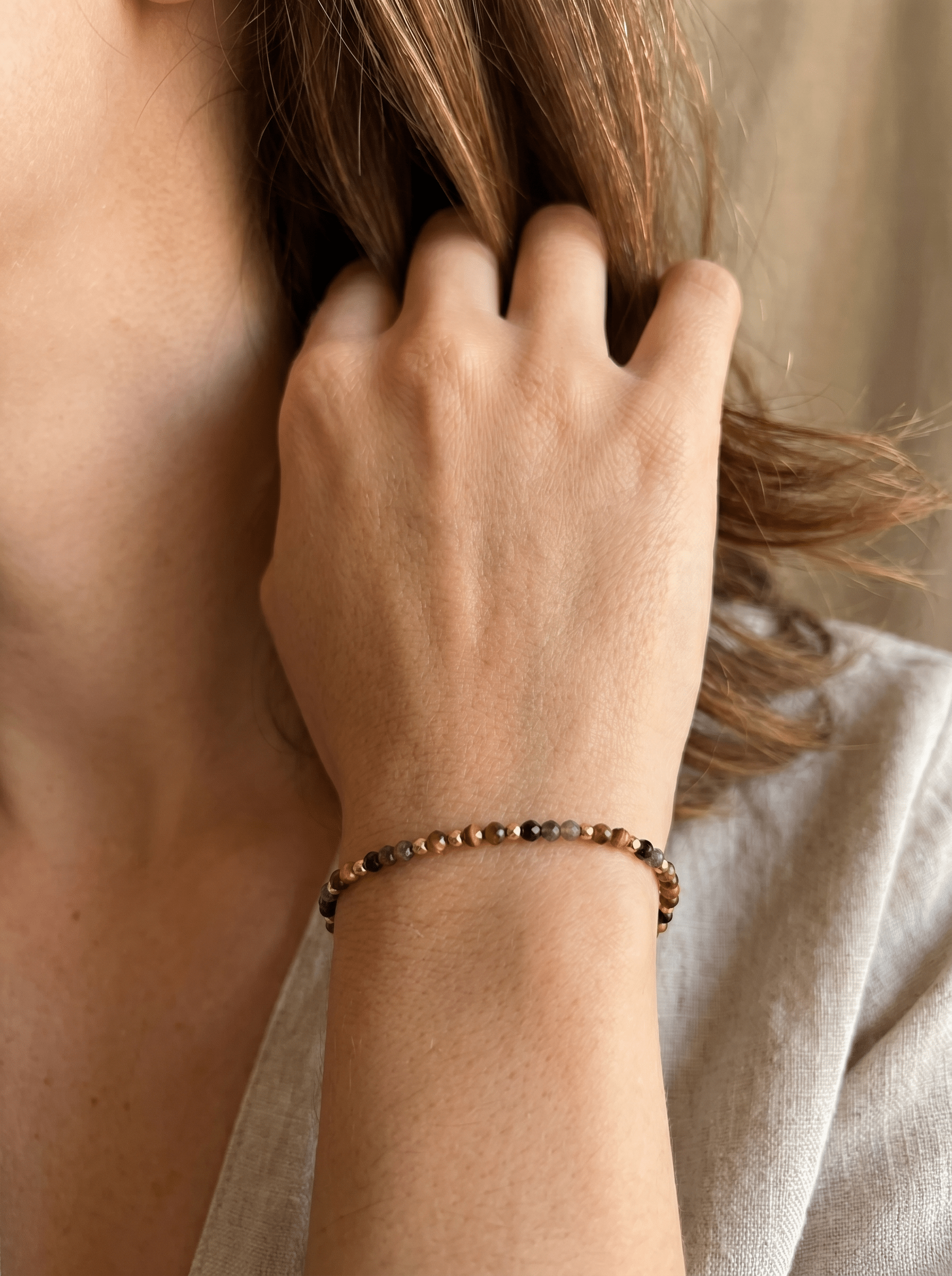 Bracelet Strength - Oeil de Tigre & Obsidienne - Joia Bijou