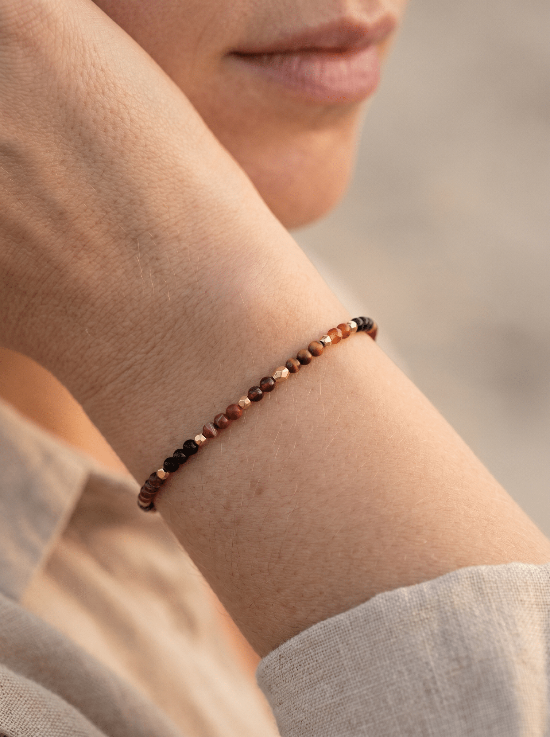 Bracelets Vitality - Obsidienne, Oeil de Tigre, Cornaline, Grenat & Jaspe Rouge - Joia Bijou