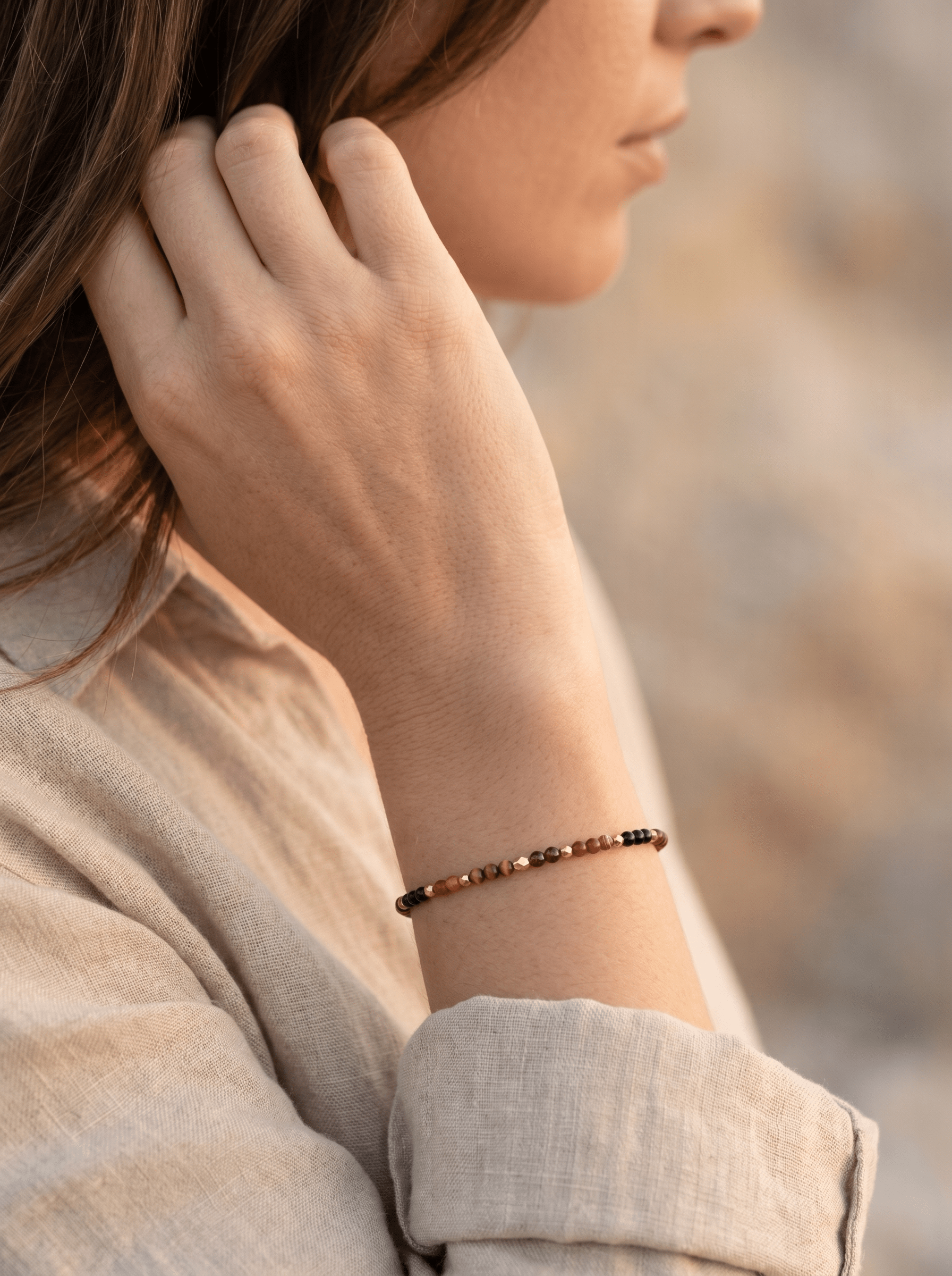 Bracelets Vitality - Obsidienne, Oeil de Tigre, Cornaline, Grenat & Jaspe Rouge - Joia Bijou