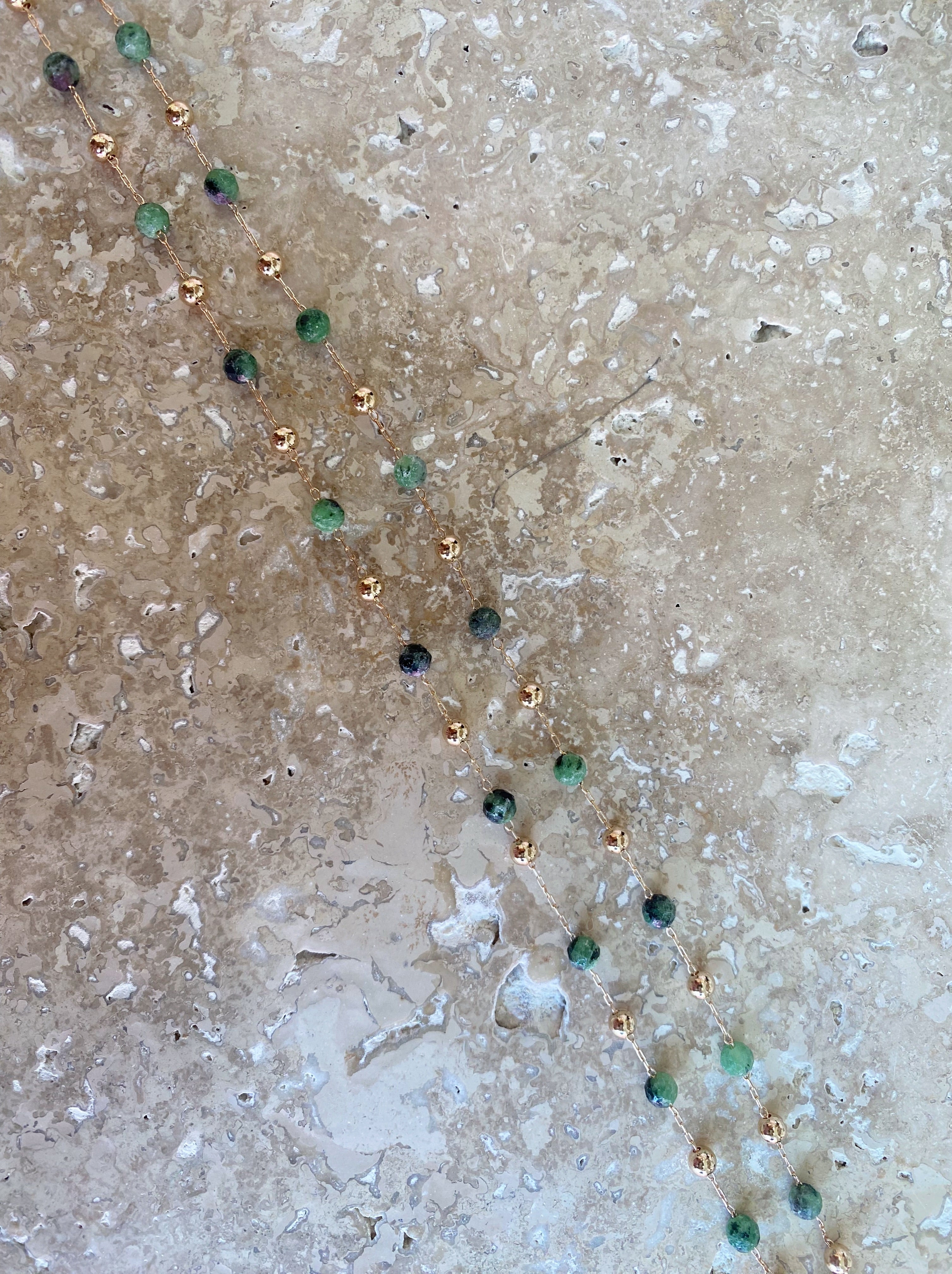 Collier Bulles Vertes - Rubis Zoisite - Joia Bijou