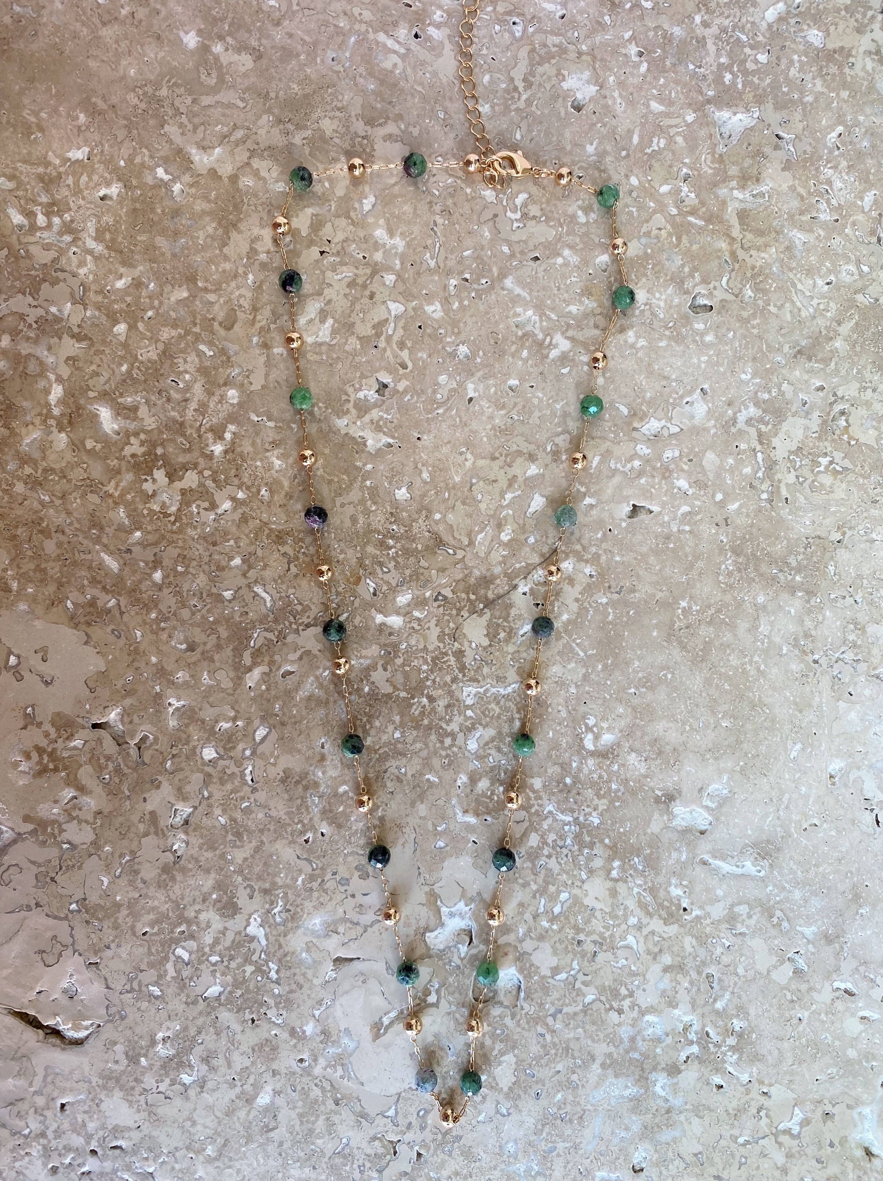 Collier Bulles Vertes - Rubis Zoisite - Joia Bijou