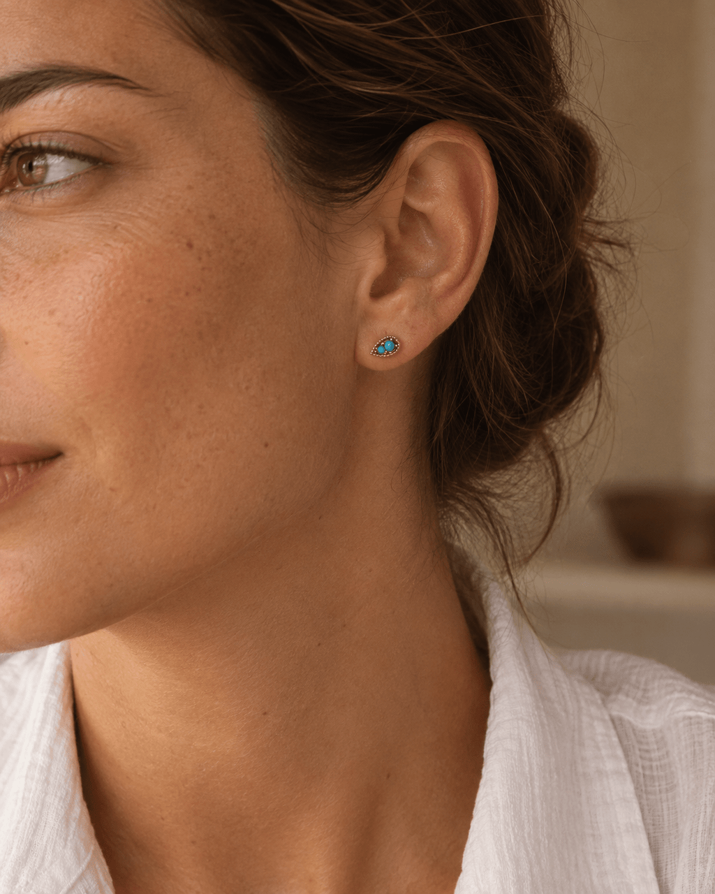 Puce d’Oreille Spike Blue – Plaqué Or 750/000 - Joia Bijou
