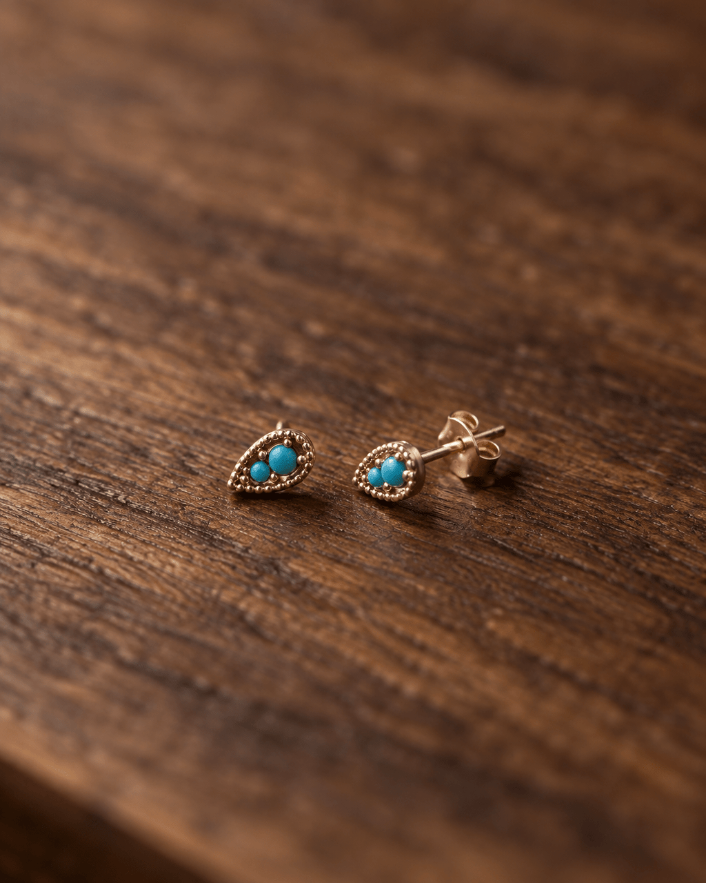 Puce d’Oreille Spike Blue – Plaqué Or 750/000 - Joia Bijou