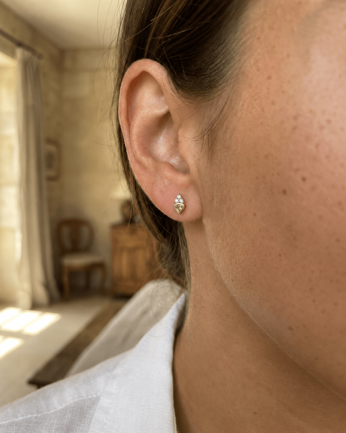 Puce d’Oreille Verte Precious Green – Plaqué Or 750/000 - Joia Bijou