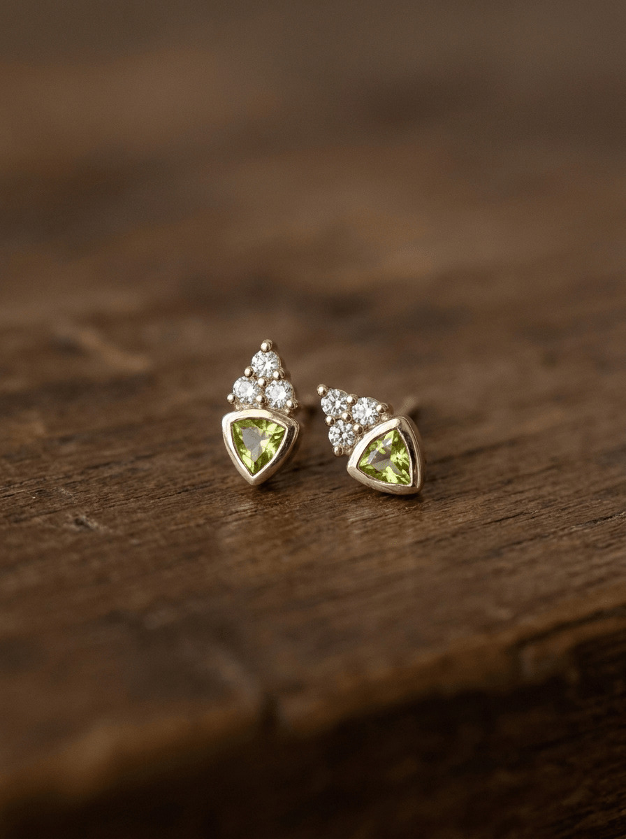 Puce d’Oreille Verte Precious Green – Plaqué Or 750/000 - Joia Bijou